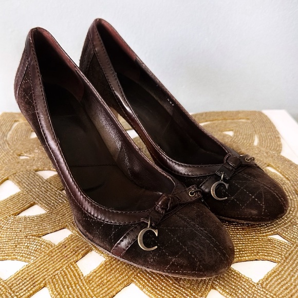 Christian Dior Chocolate Dark Brown Suede Round Toe Heels - Picture 3 of 11